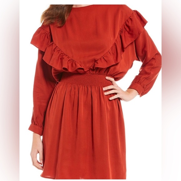 Gianni Bini Rust Blousson Ruffle Dress - Picture 2 of 9